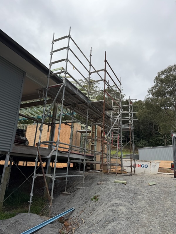Elevated scaffolding install on site